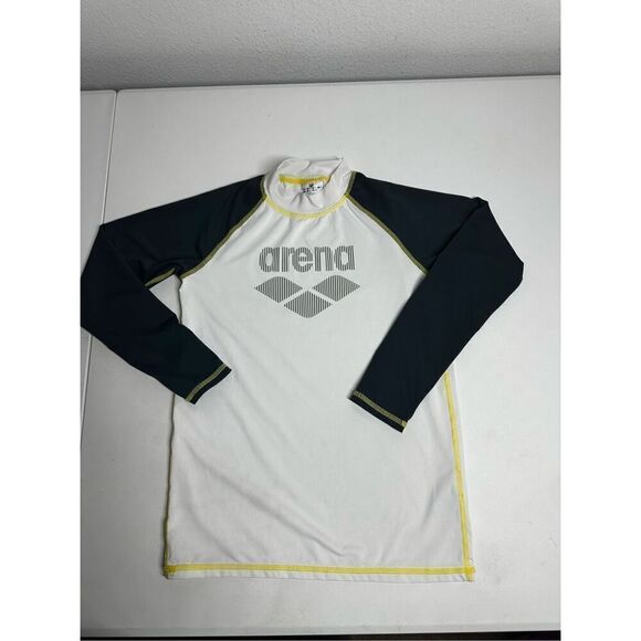 Arena BOYS LONG SLEEVE RASH GUARD UPF 40+ White Gray Size 28 UV protection - Picture 1 of 10